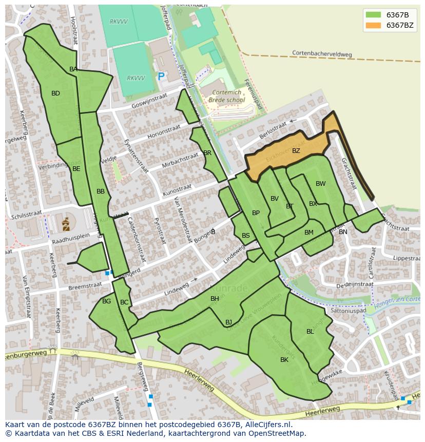 Afbeelding van het postcodegebied 6367 BZ op de kaart.