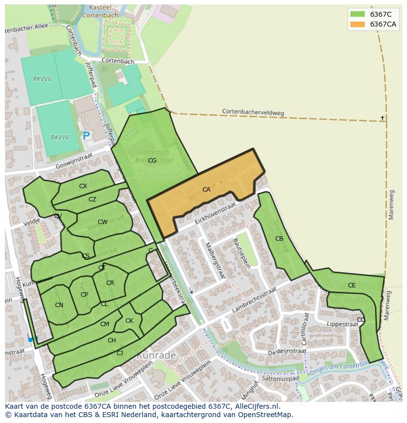 Afbeelding van het postcodegebied 6367 CA op de kaart.