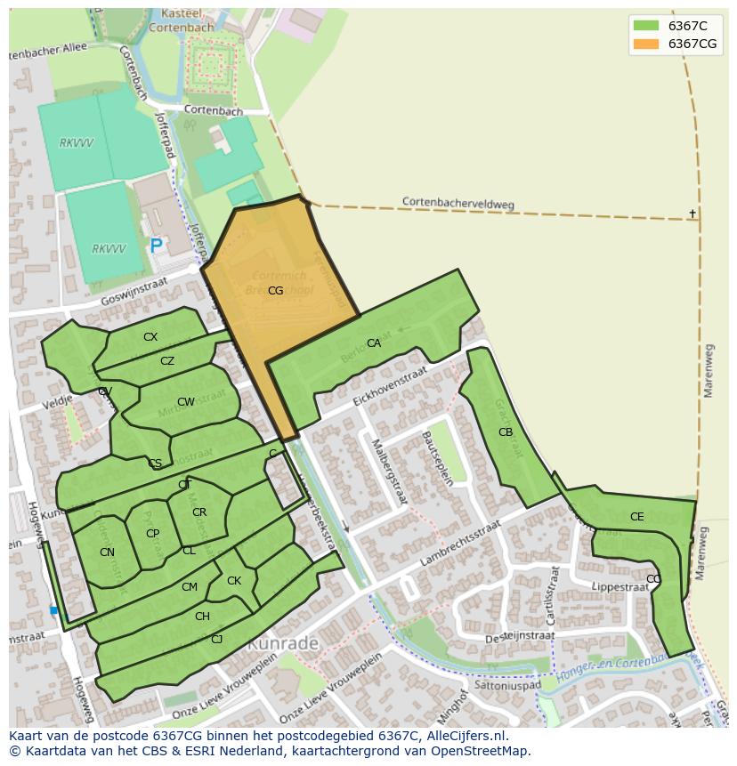 Afbeelding van het postcodegebied 6367 CG op de kaart.