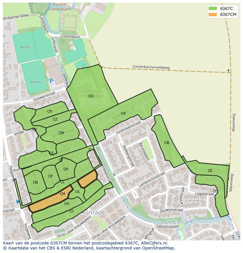 Afbeelding van het postcodegebied 6367 CM op de kaart.