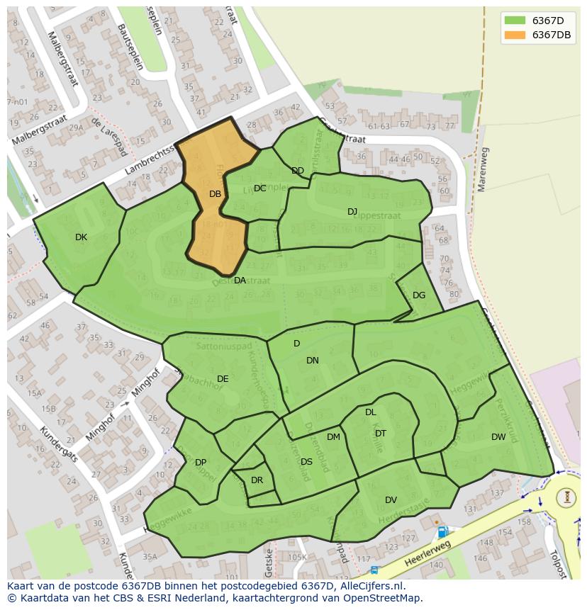 Afbeelding van het postcodegebied 6367 DB op de kaart.