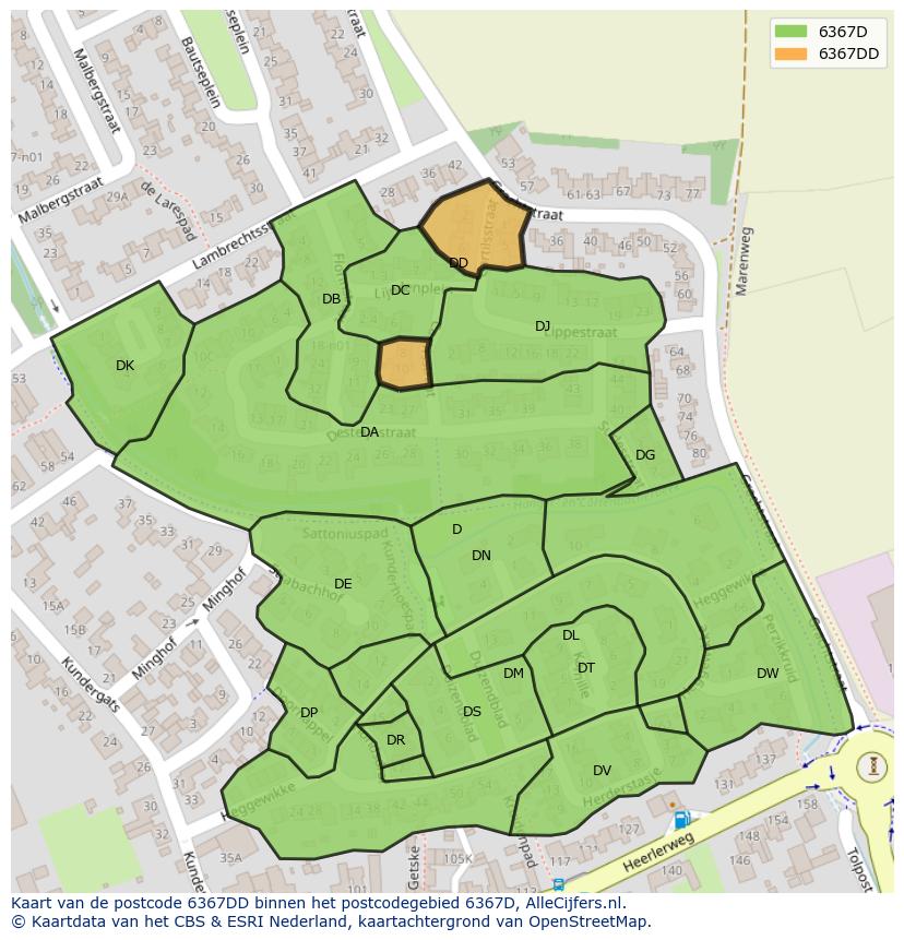 Afbeelding van het postcodegebied 6367 DD op de kaart.