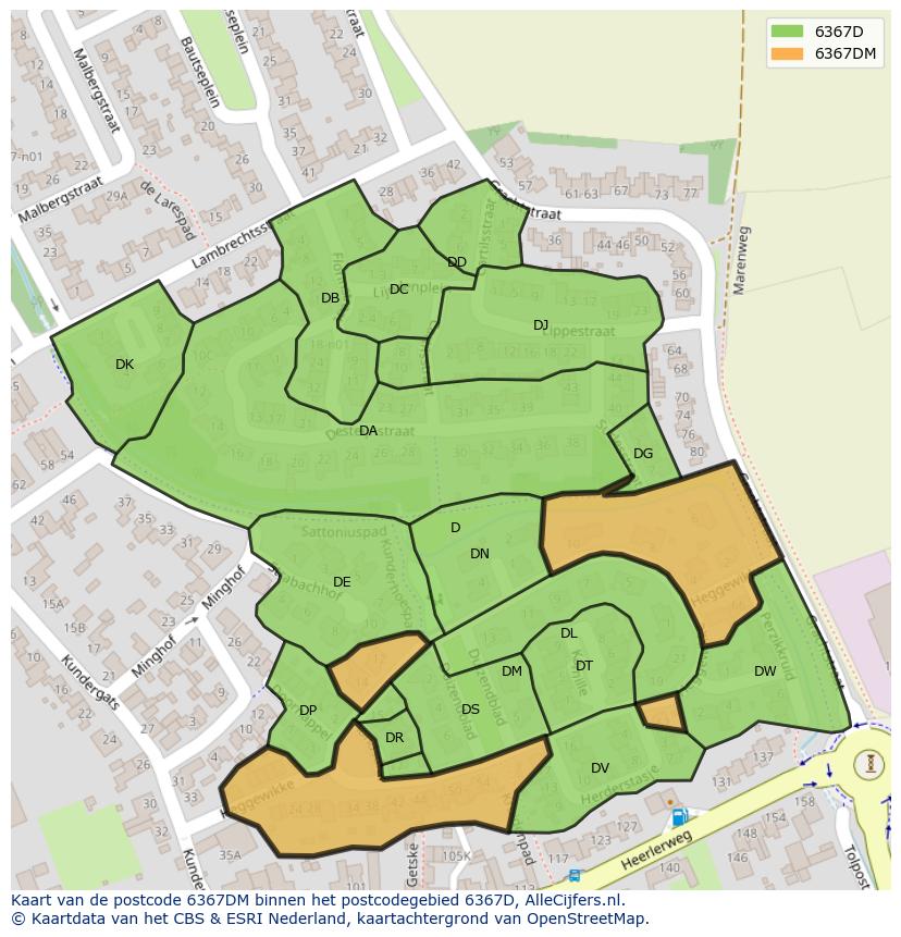Afbeelding van het postcodegebied 6367 DM op de kaart.