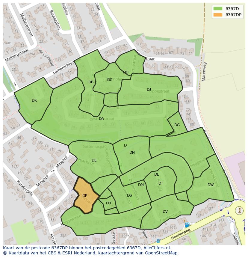 Afbeelding van het postcodegebied 6367 DP op de kaart.