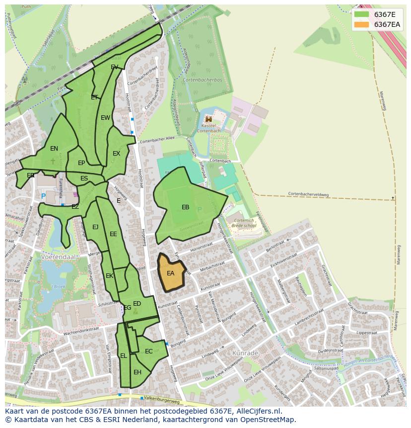 Afbeelding van het postcodegebied 6367 EA op de kaart.