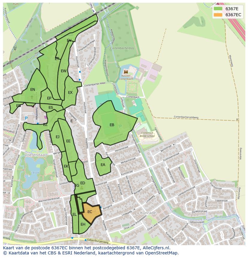 Afbeelding van het postcodegebied 6367 EC op de kaart.