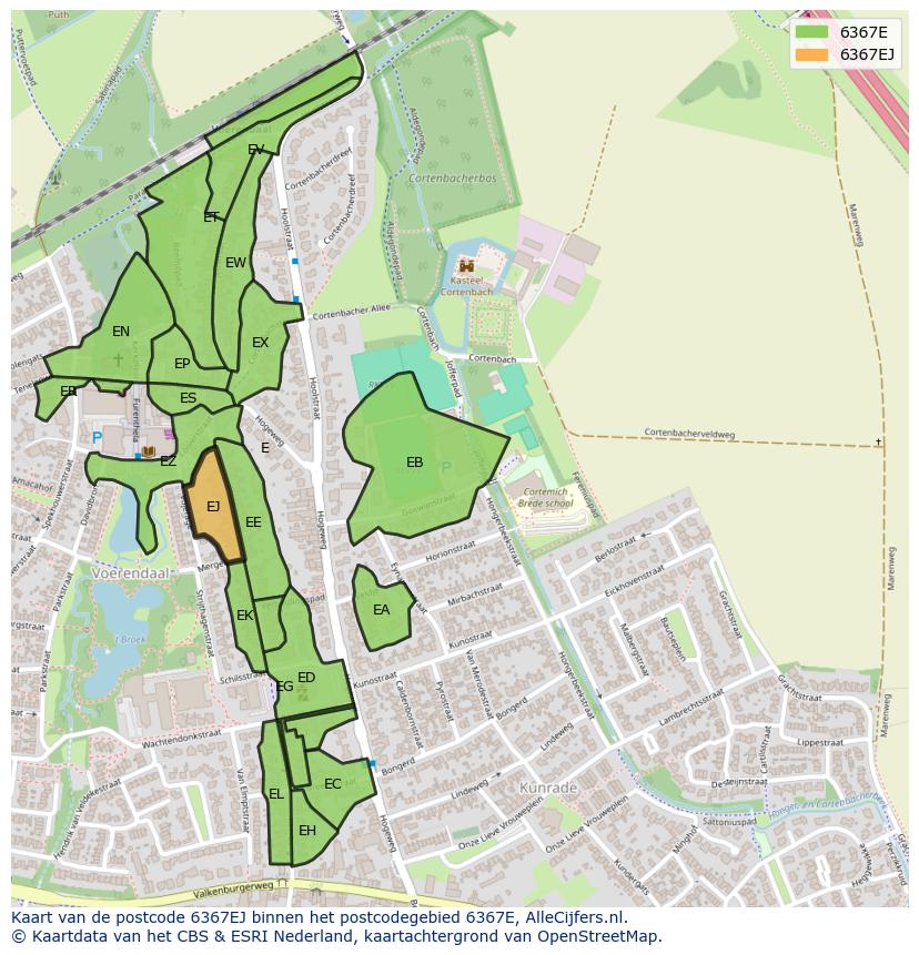 Afbeelding van het postcodegebied 6367 EJ op de kaart.