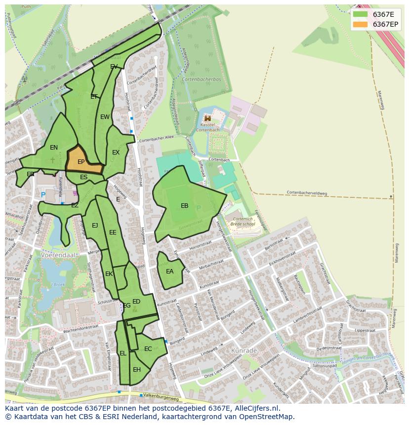 Afbeelding van het postcodegebied 6367 EP op de kaart.