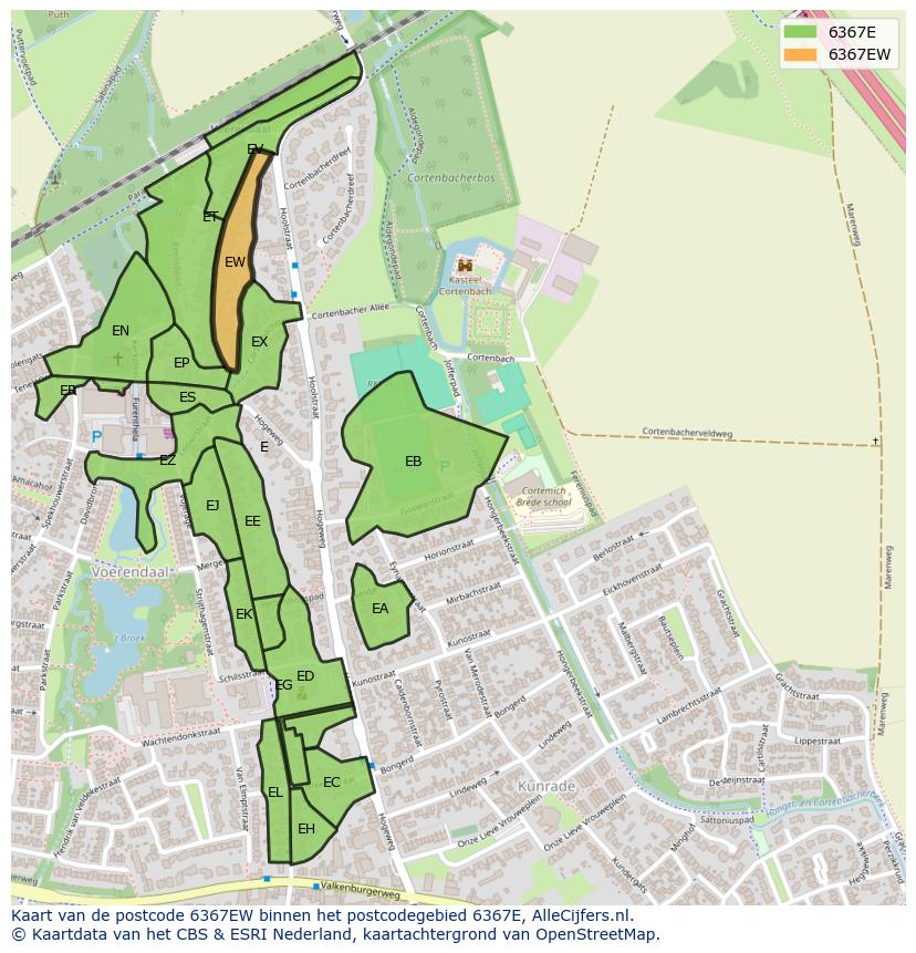 Afbeelding van het postcodegebied 6367 EW op de kaart.