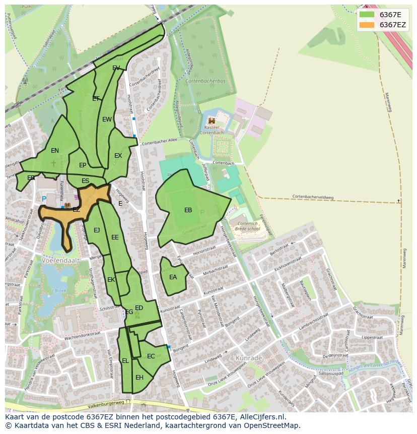 Afbeelding van het postcodegebied 6367 EZ op de kaart.