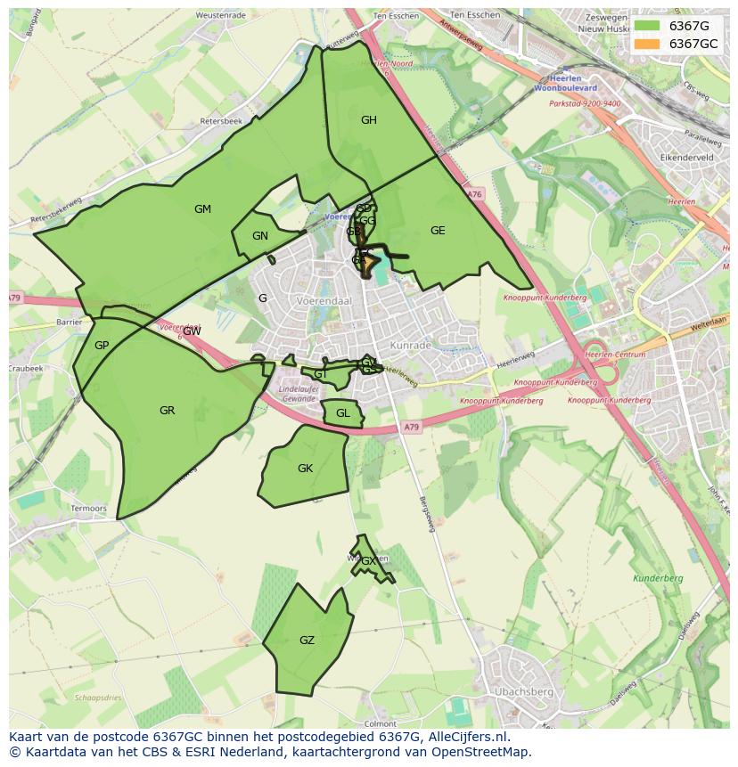Afbeelding van het postcodegebied 6367 GC op de kaart.