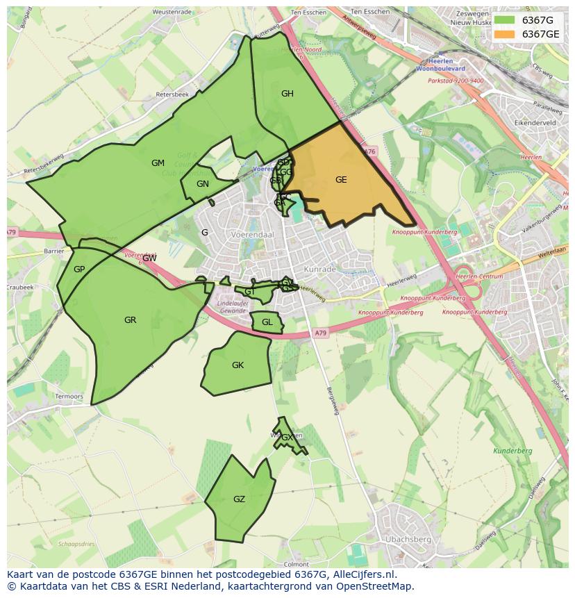Afbeelding van het postcodegebied 6367 GE op de kaart.