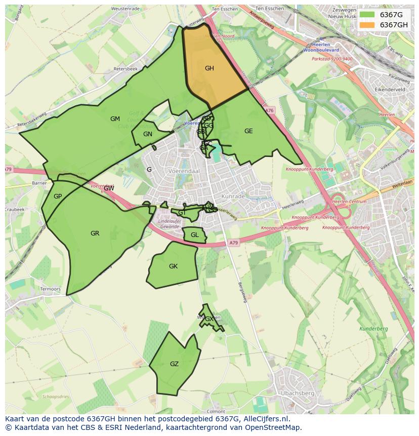 Afbeelding van het postcodegebied 6367 GH op de kaart.