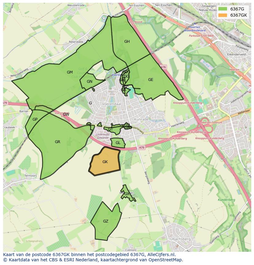 Afbeelding van het postcodegebied 6367 GK op de kaart.