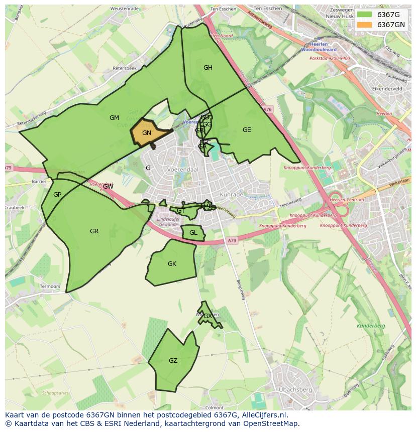 Afbeelding van het postcodegebied 6367 GN op de kaart.