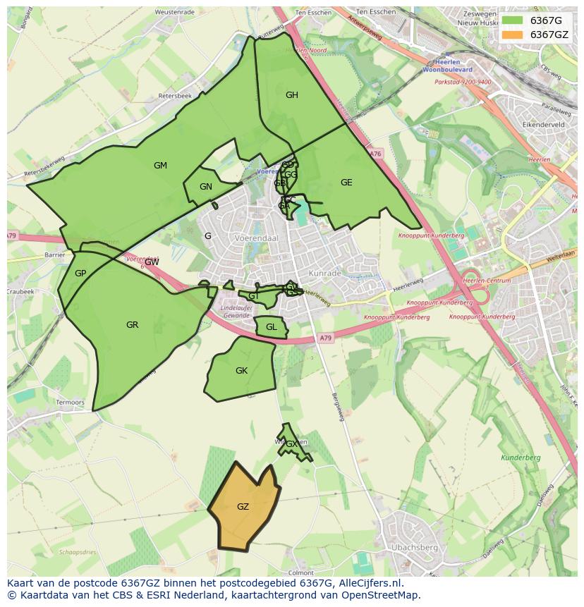 Afbeelding van het postcodegebied 6367 GZ op de kaart.