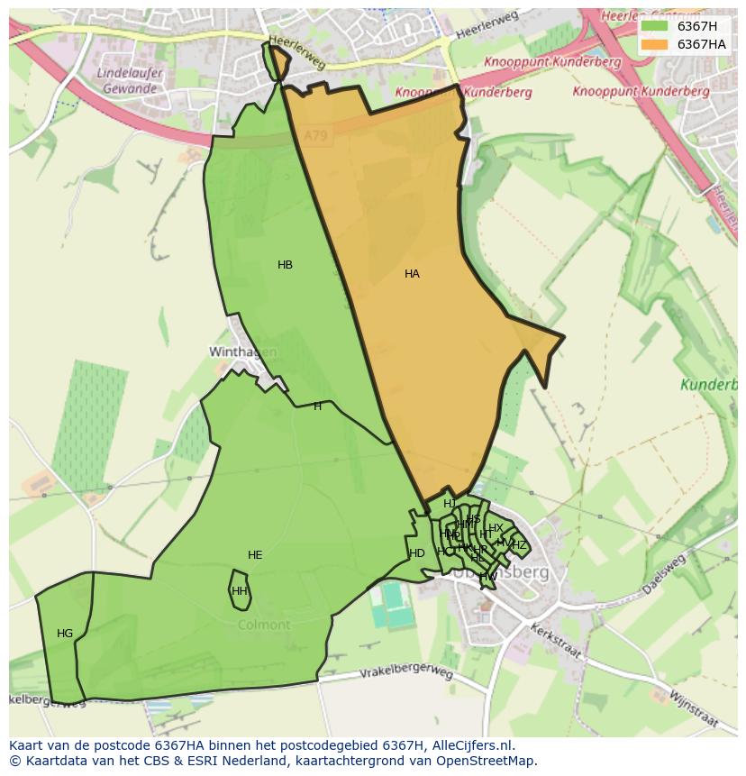 Afbeelding van het postcodegebied 6367 HA op de kaart.