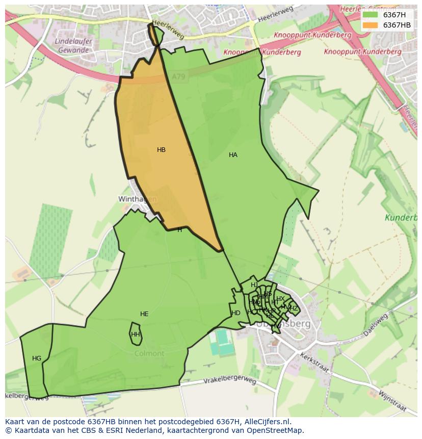 Afbeelding van het postcodegebied 6367 HB op de kaart.