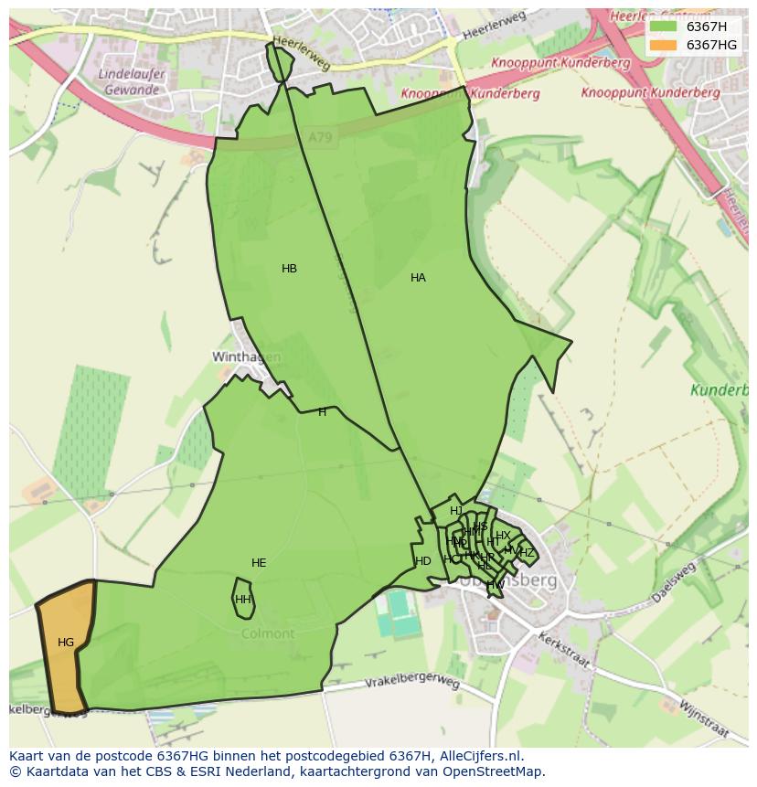 Afbeelding van het postcodegebied 6367 HG op de kaart.
