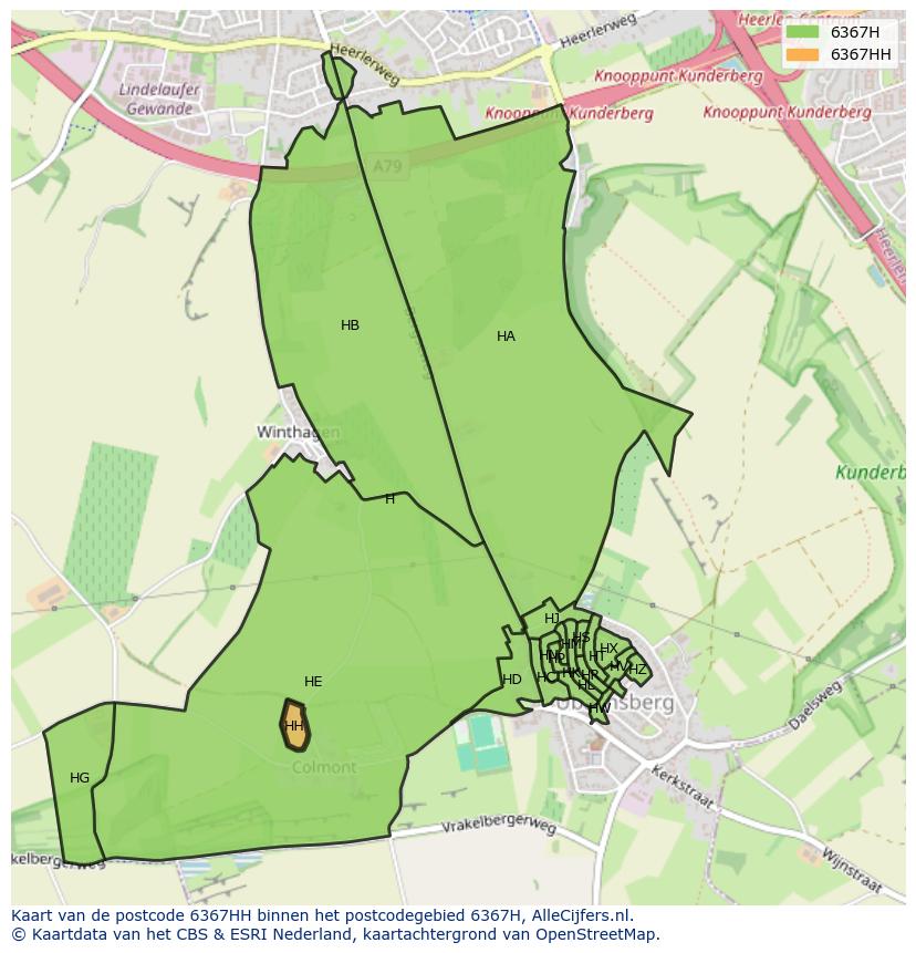 Afbeelding van het postcodegebied 6367 HH op de kaart.
