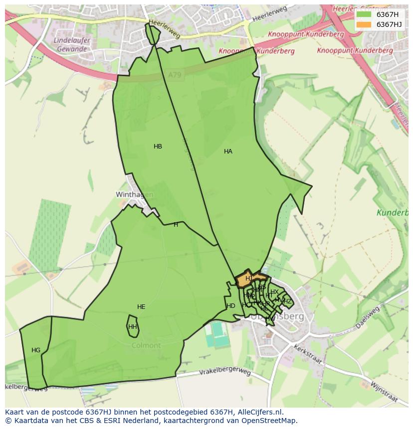 Afbeelding van het postcodegebied 6367 HJ op de kaart.