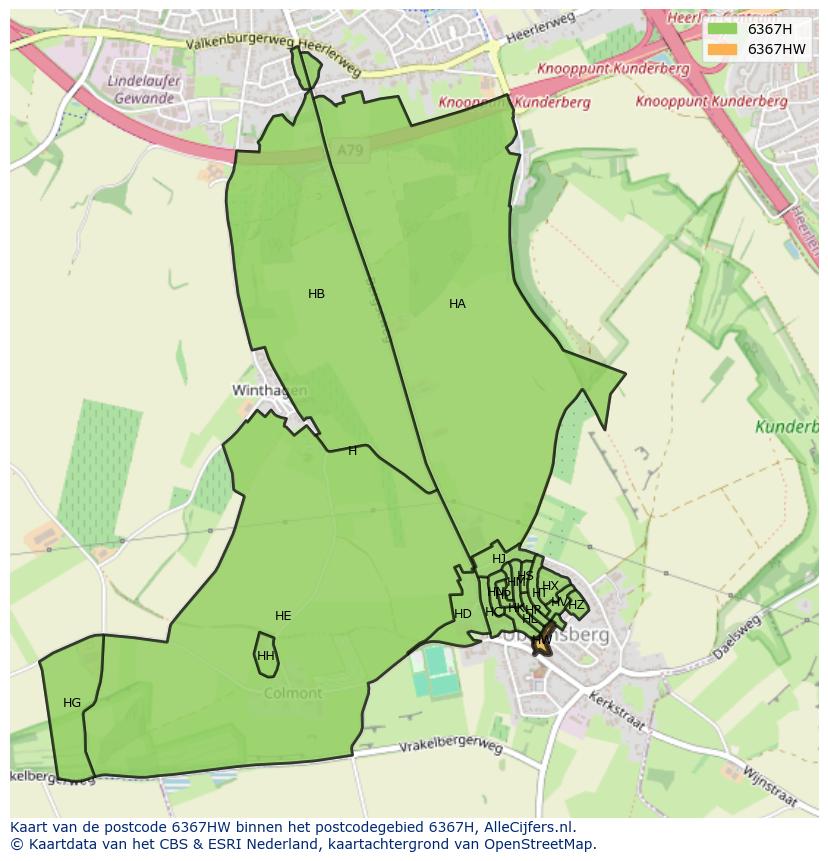 Afbeelding van het postcodegebied 6367 HW op de kaart.