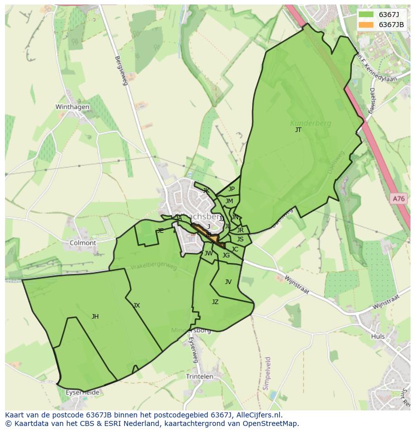 Afbeelding van het postcodegebied 6367 JB op de kaart.