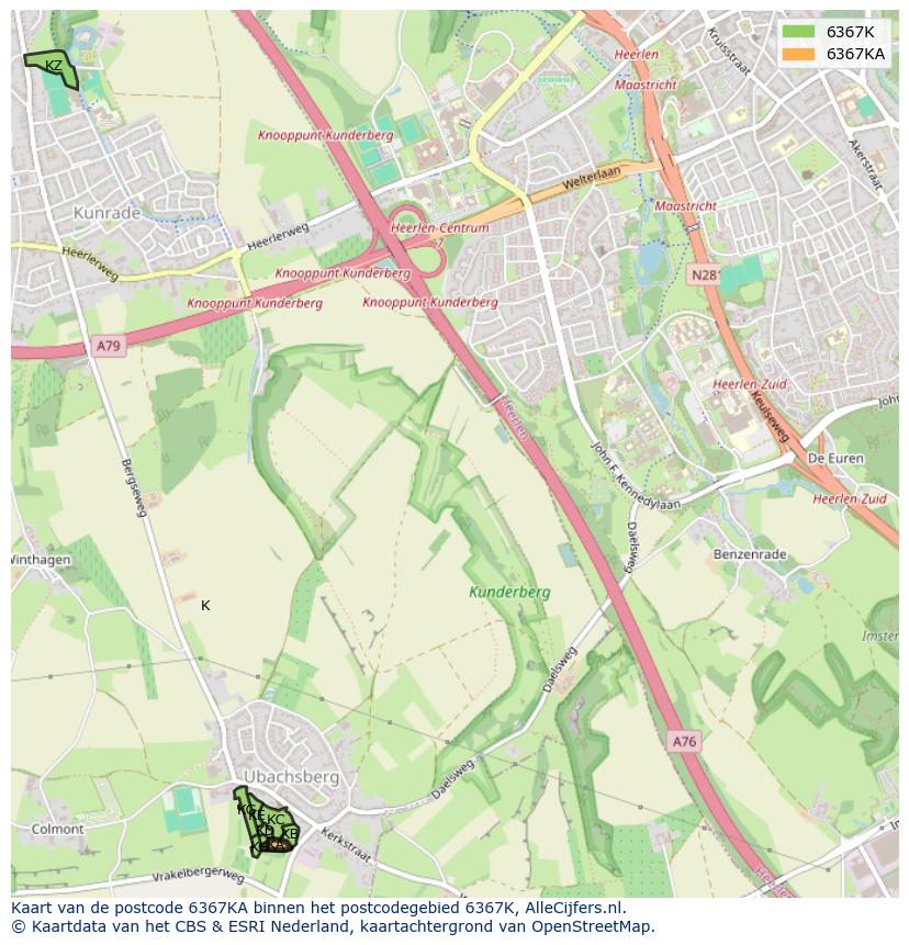 Afbeelding van het postcodegebied 6367 KA op de kaart.