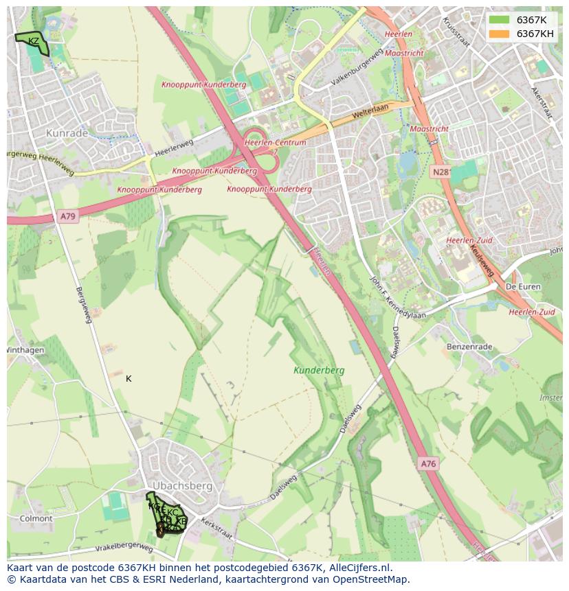 Afbeelding van het postcodegebied 6367 KH op de kaart.