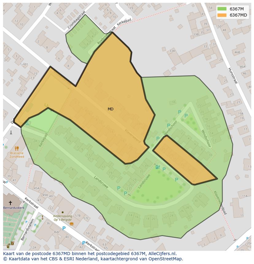 Afbeelding van het postcodegebied 6367 MD op de kaart.