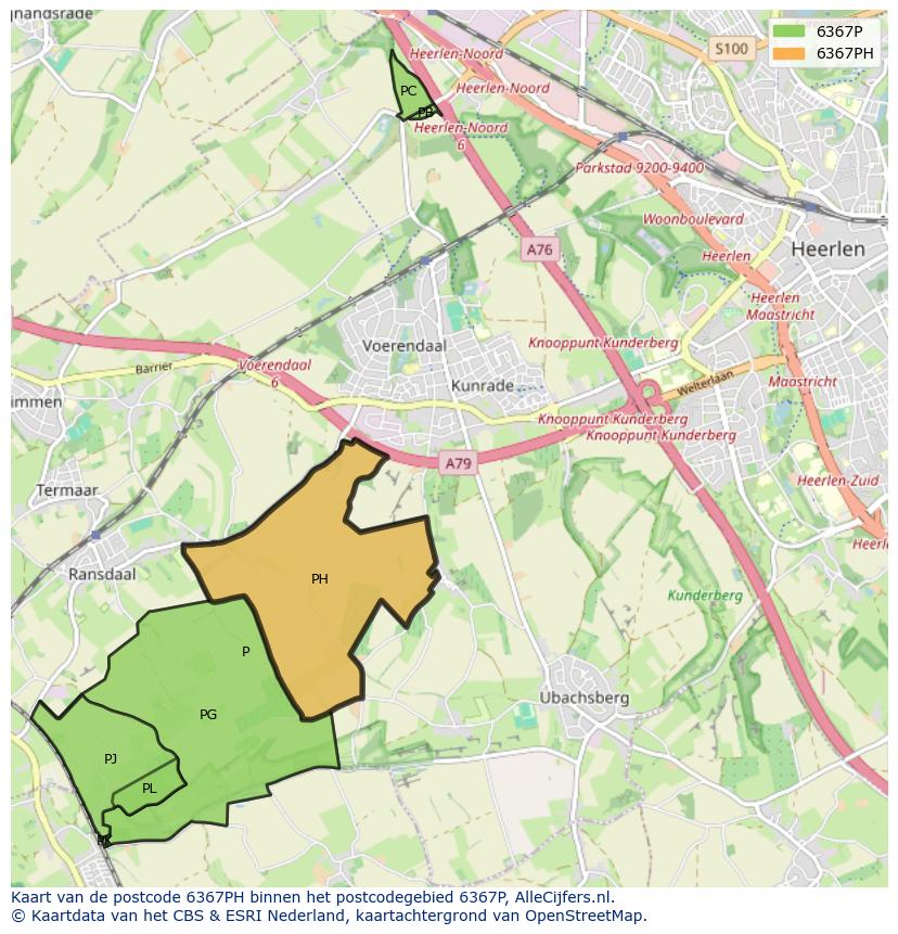 Afbeelding van het postcodegebied 6367 PH op de kaart.