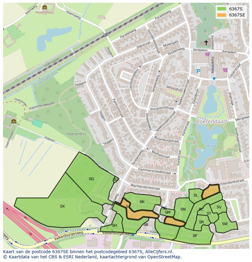 Afbeelding van het postcodegebied 6367 SE op de kaart.