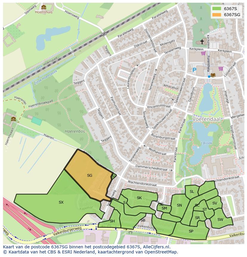 Afbeelding van het postcodegebied 6367 SG op de kaart.