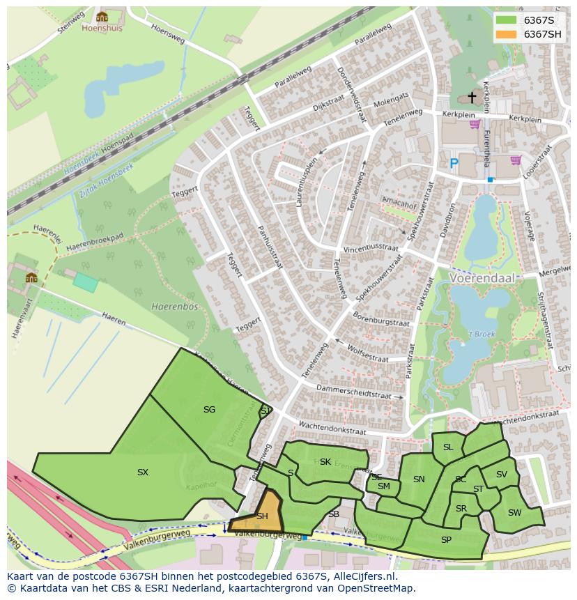 Afbeelding van het postcodegebied 6367 SH op de kaart.
