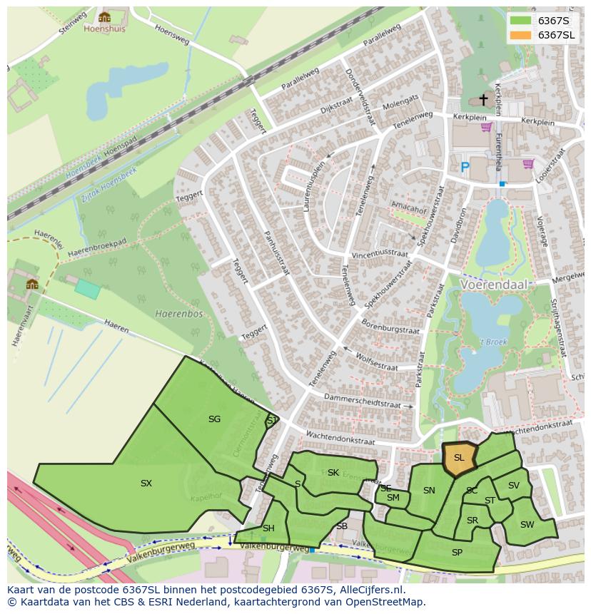 Afbeelding van het postcodegebied 6367 SL op de kaart.