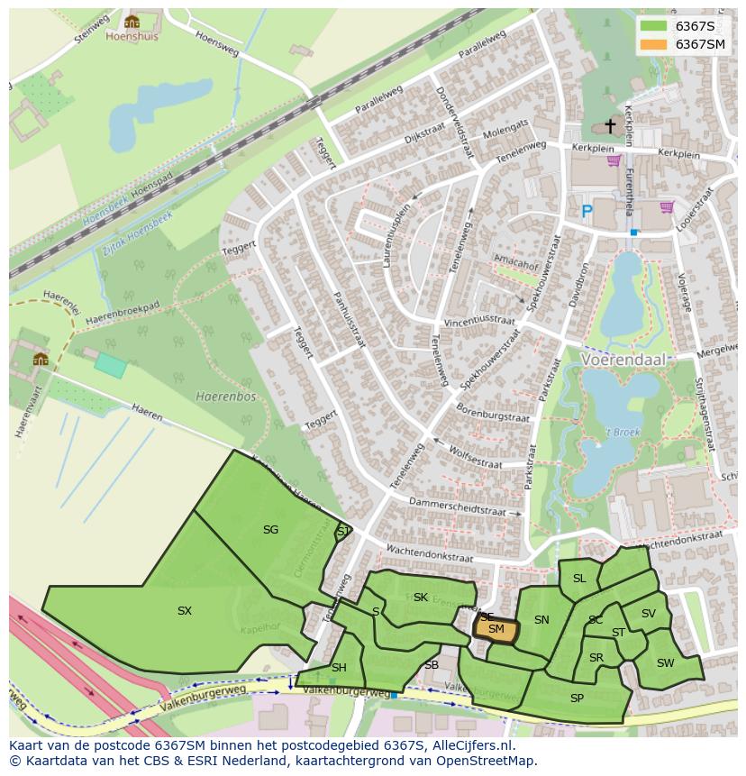 Afbeelding van het postcodegebied 6367 SM op de kaart.