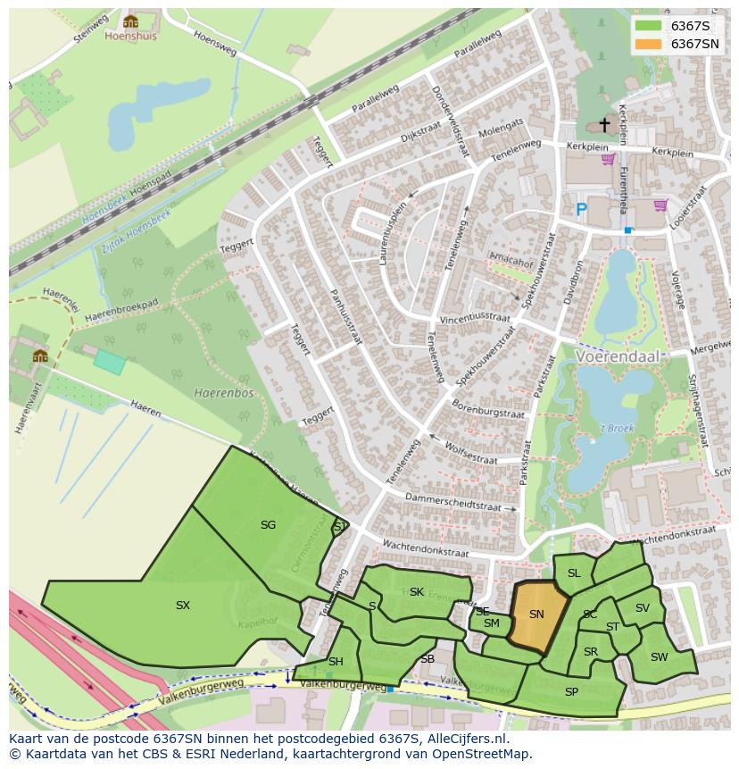 Afbeelding van het postcodegebied 6367 SN op de kaart.