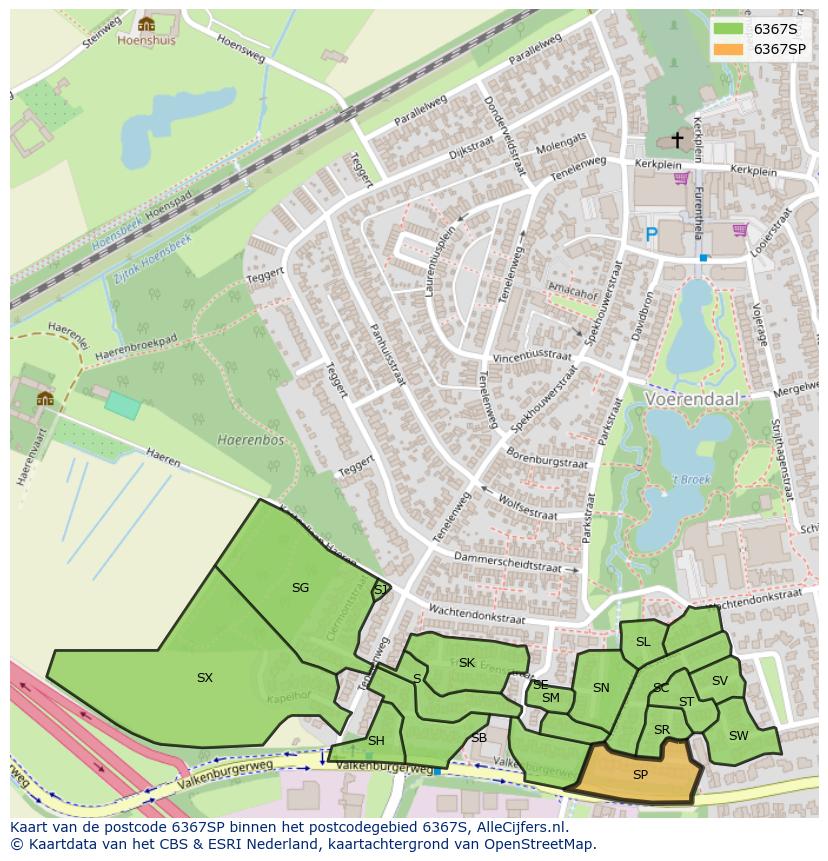 Afbeelding van het postcodegebied 6367 SP op de kaart.