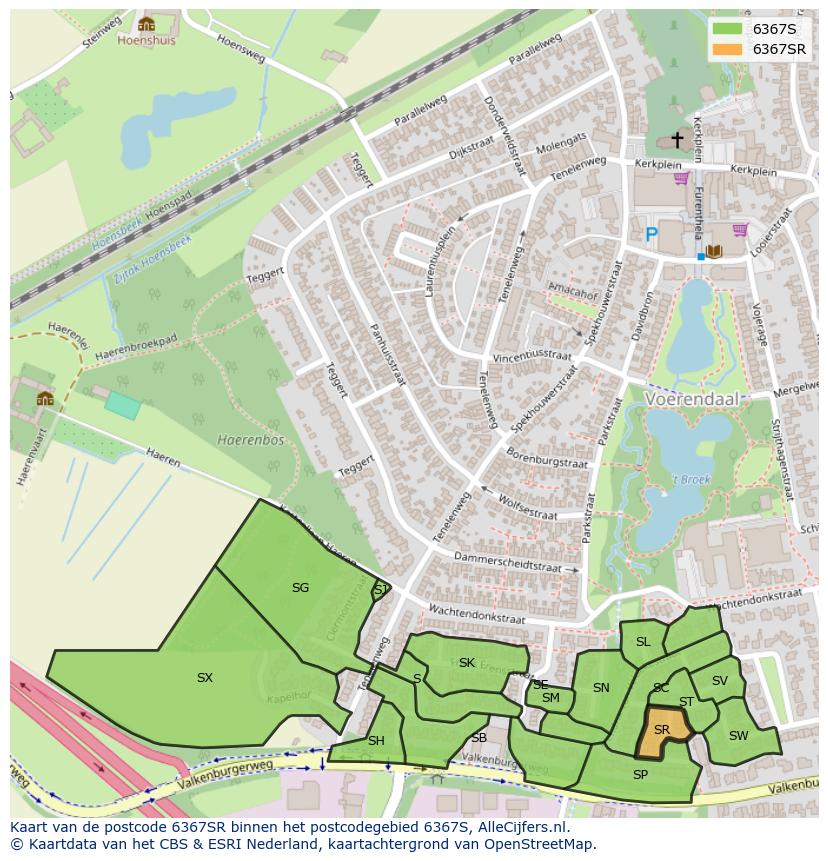 Afbeelding van het postcodegebied 6367 SR op de kaart.