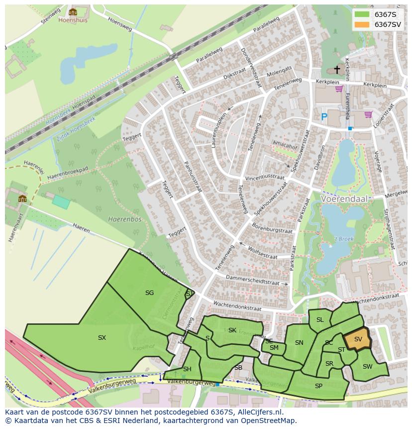 Afbeelding van het postcodegebied 6367 SV op de kaart.