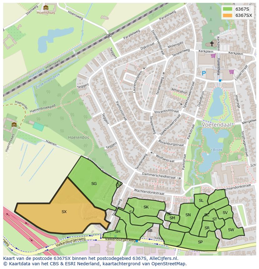 Afbeelding van het postcodegebied 6367 SX op de kaart.