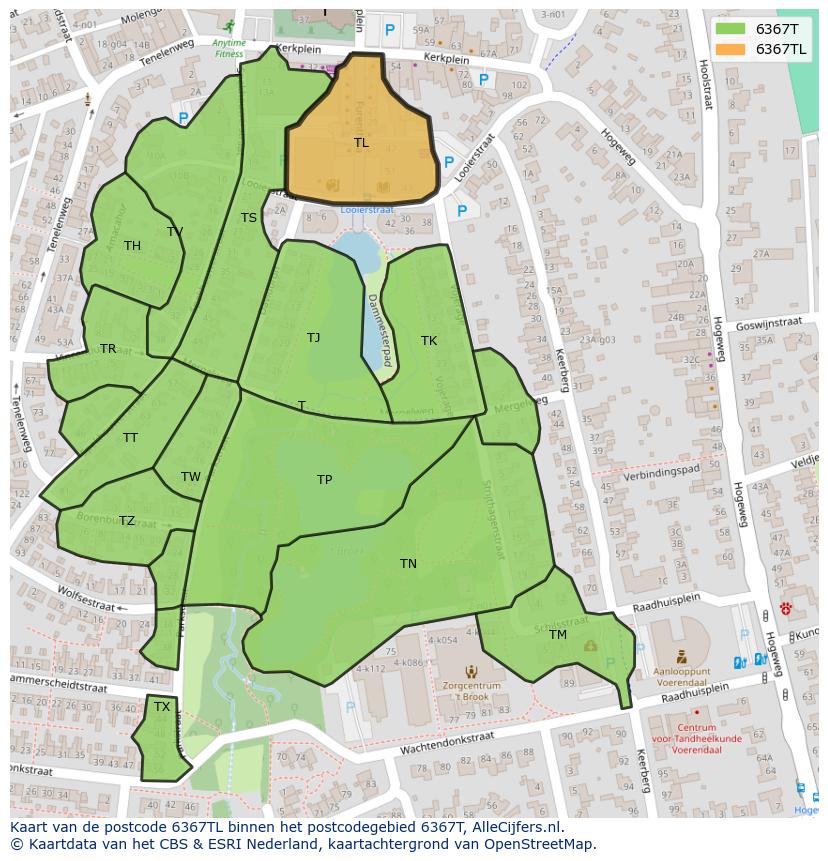 Afbeelding van het postcodegebied 6367 TL op de kaart.