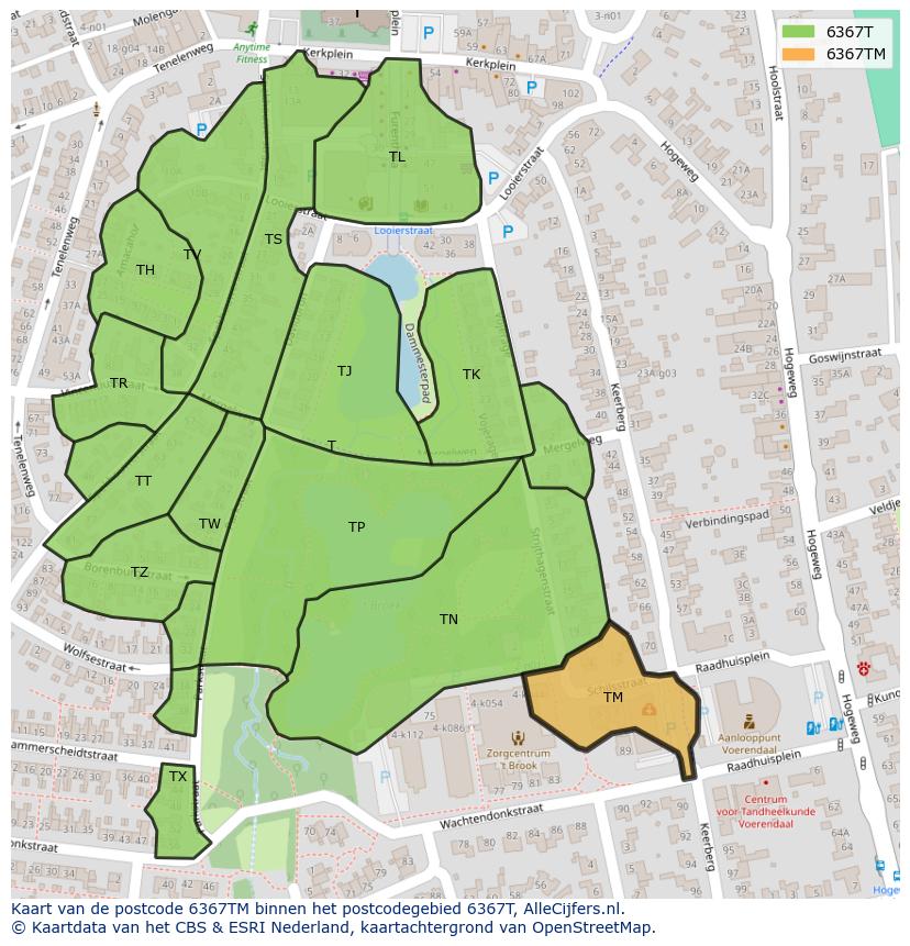 Afbeelding van het postcodegebied 6367 TM op de kaart.