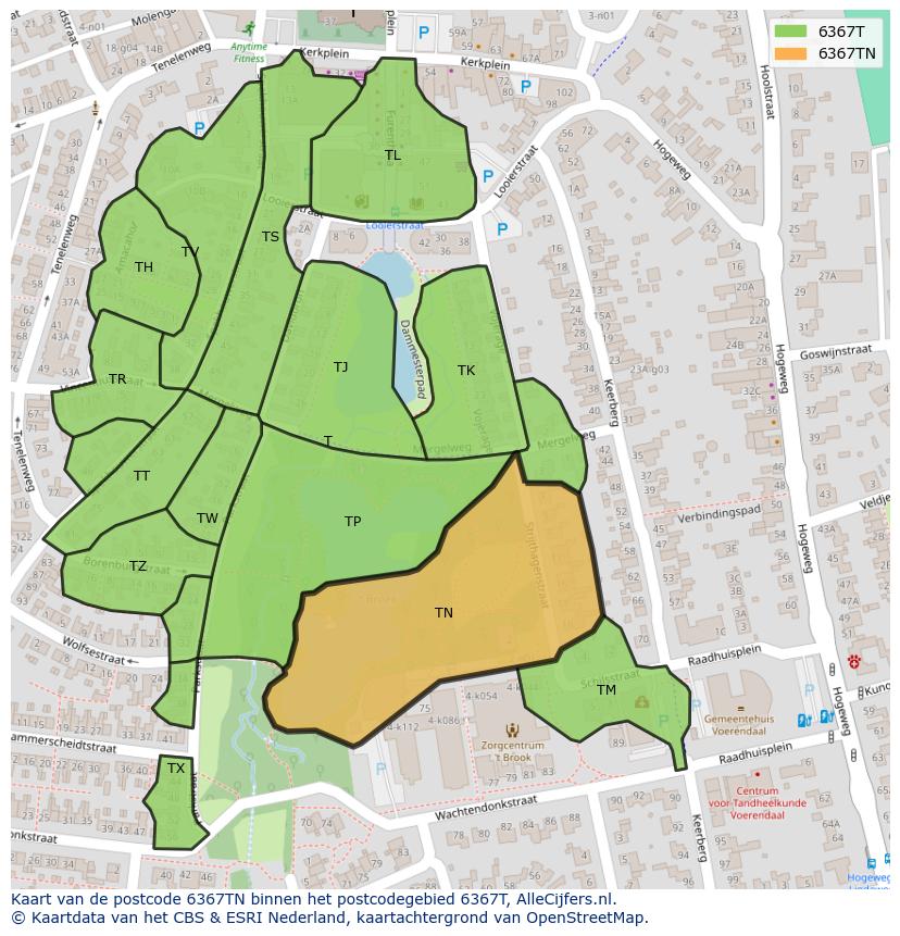 Afbeelding van het postcodegebied 6367 TN op de kaart.