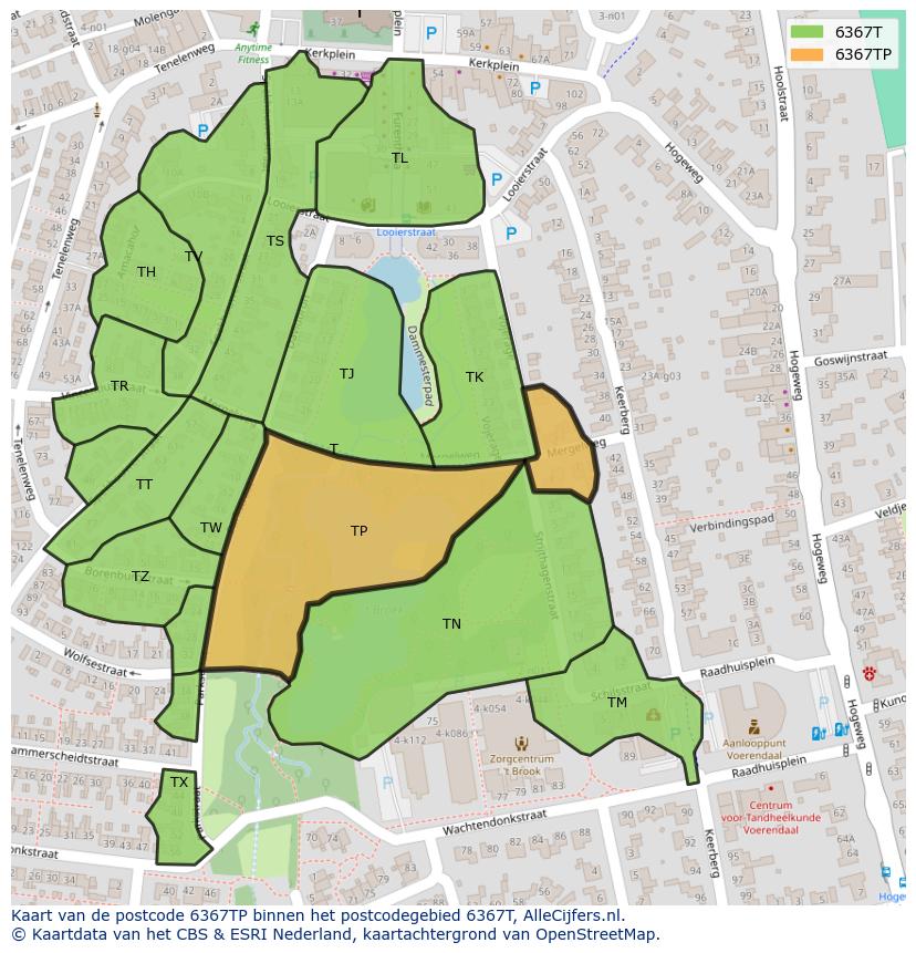 Afbeelding van het postcodegebied 6367 TP op de kaart.