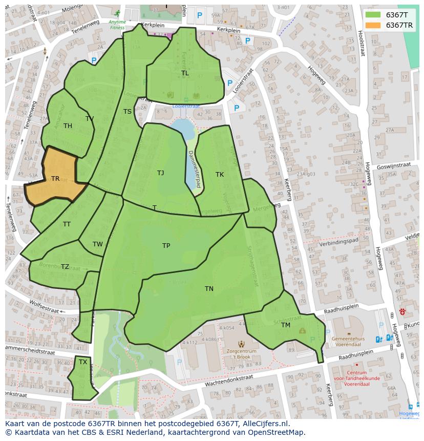 Afbeelding van het postcodegebied 6367 TR op de kaart.