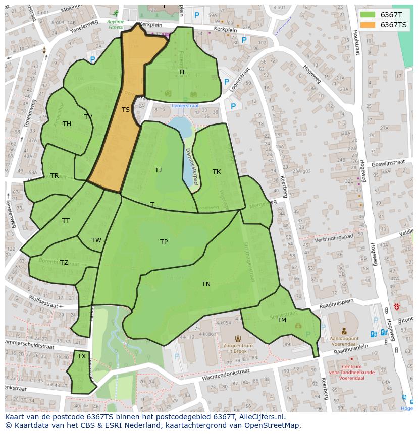 Afbeelding van het postcodegebied 6367 TS op de kaart.