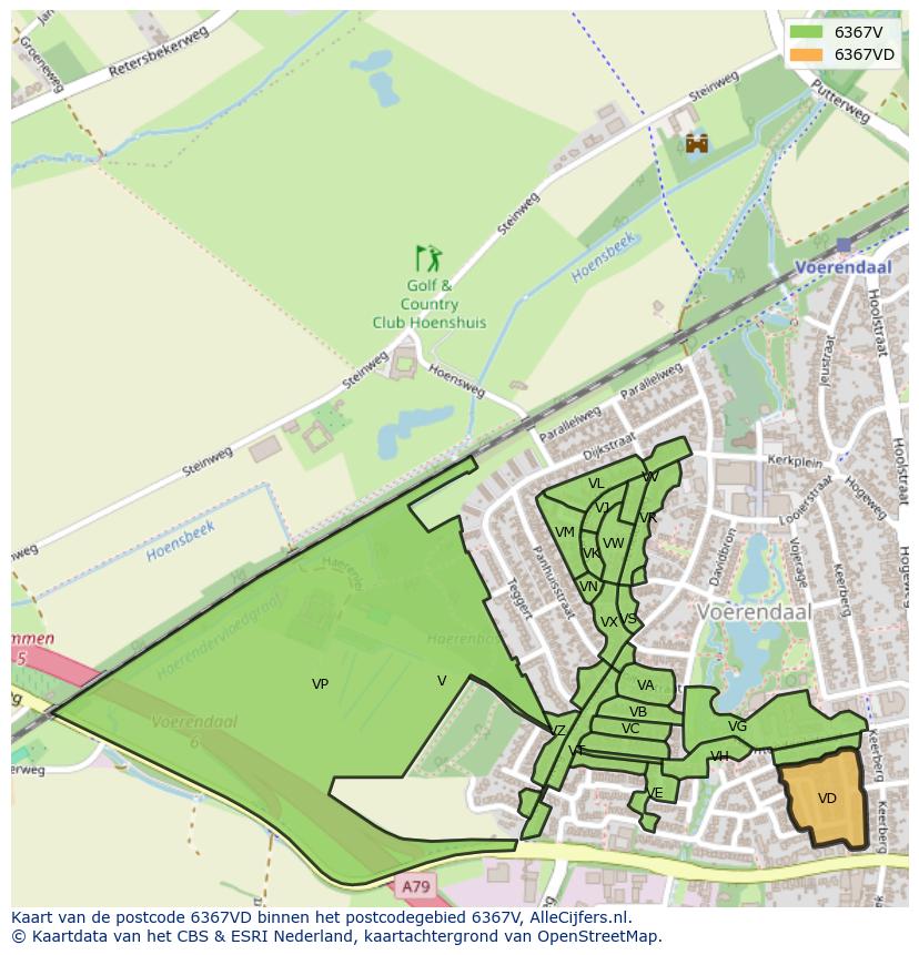 Afbeelding van het postcodegebied 6367 VD op de kaart.