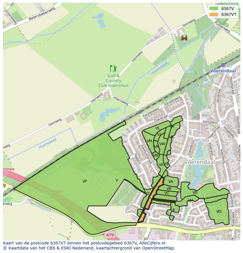 Afbeelding van het postcodegebied 6367 VT op de kaart.