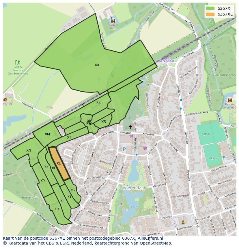 Afbeelding van het postcodegebied 6367 XE op de kaart.